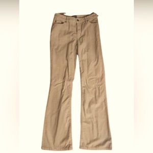 Beige mid rise corduroy flared pants